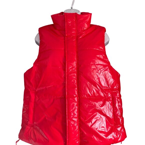 A New Day Womens Red Puffer Vest Lightweight Quilted Outerwear W/ Pockets Small - Picture 5 of 10